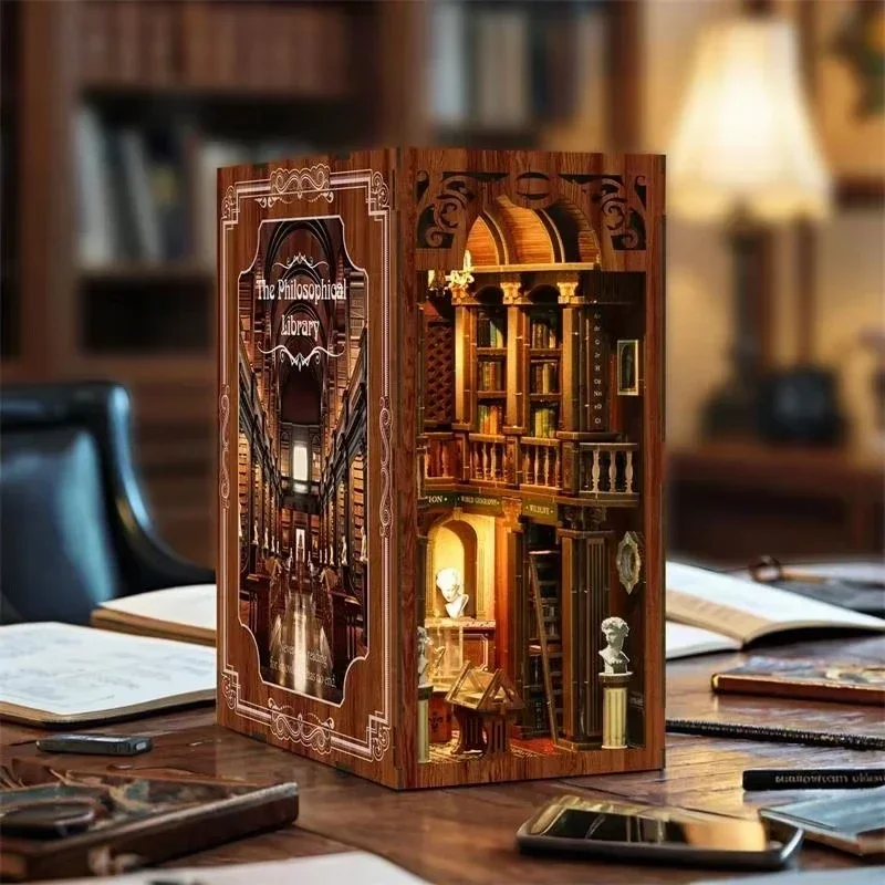 The philosophical Library Book - đánh giá và giá Diy Wooden Book Nook Kit Shelf Insert
