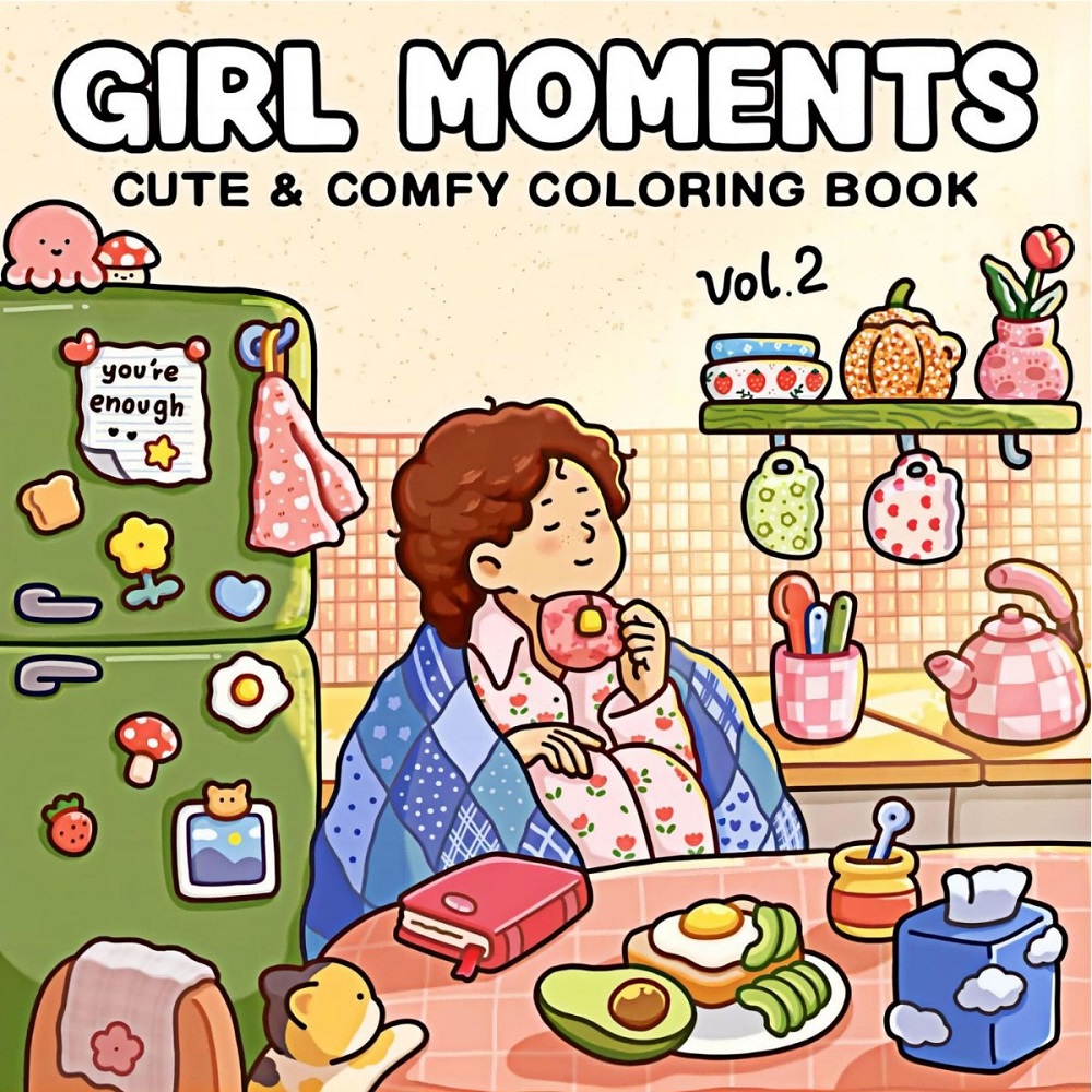 Girl Moments Cute & Comfy Colo - đánh giá và giá Adult Coloring Book Stress Relief