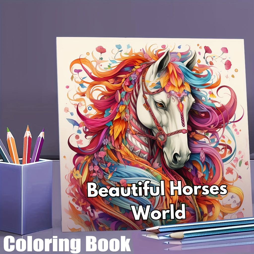 28 Pages Beautiful Horse World - đánh giá và giá Adult Coloring Book Stress Relief
